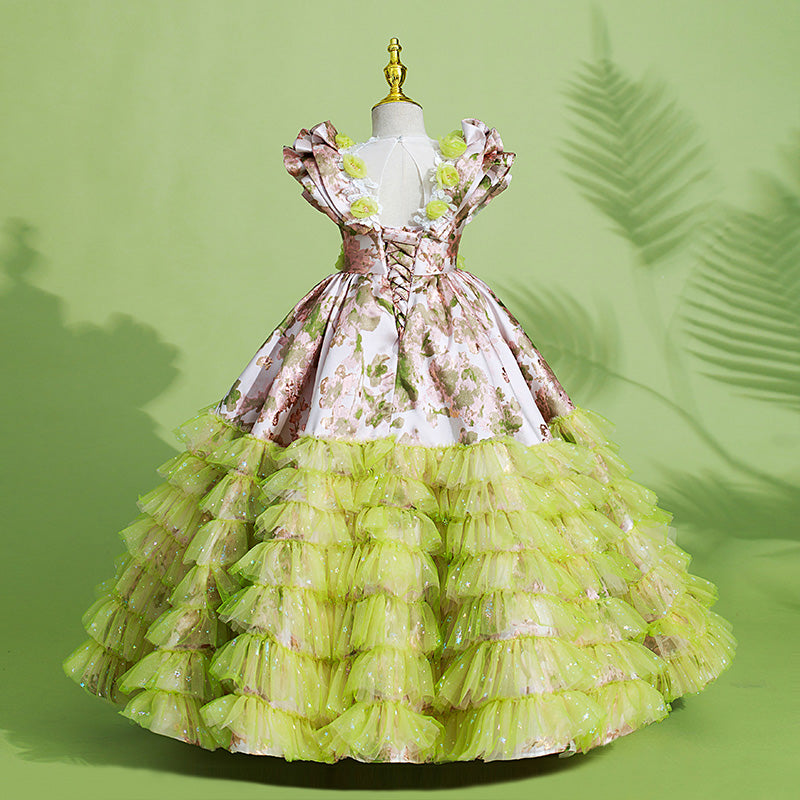 Flower Girl Dress Children Contrasting Color Unique Princess Cake Garden Princess Dress