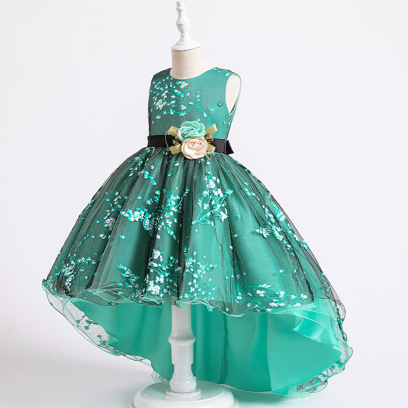 Printed Trailing Mesh Princess Dress