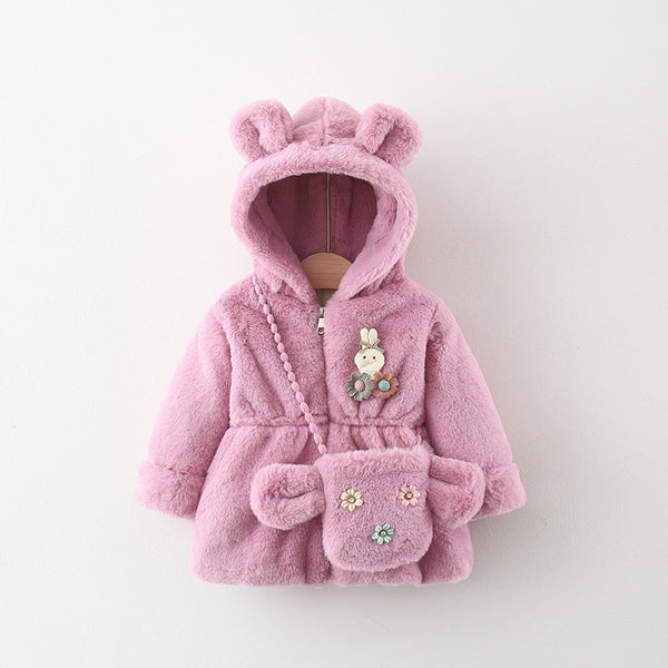 Baby Girl Rabbit Squinted Embroidered Coat