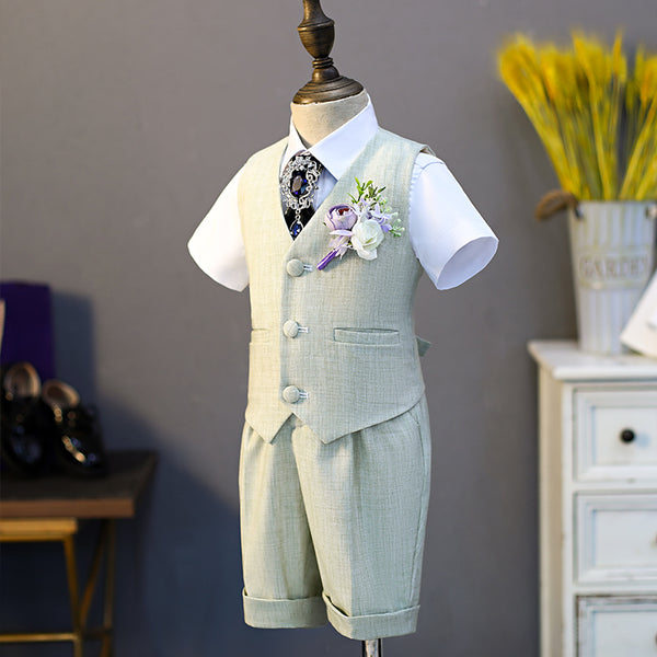 Summer Wedding Baby's Birthday Costume Vest Suit Set