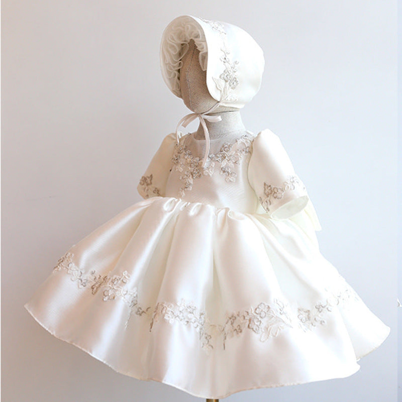 Baptism Dresses Baby Girl Summer White Embroidered Flower Puffy Formal Princess Dresses