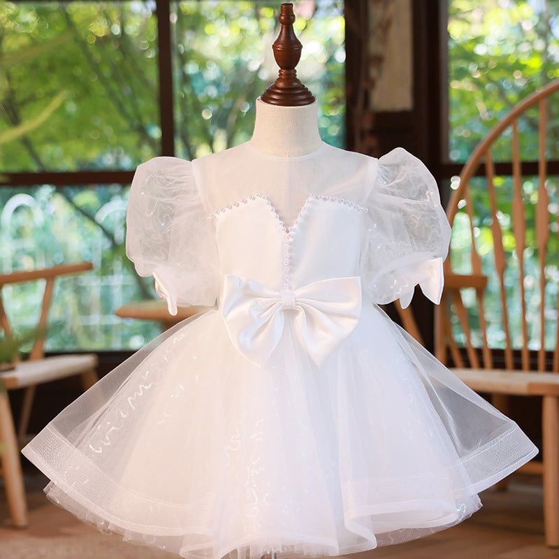 Baby Girl and Toddler Puff Sleeve Tulle Bowknot Princess Dress