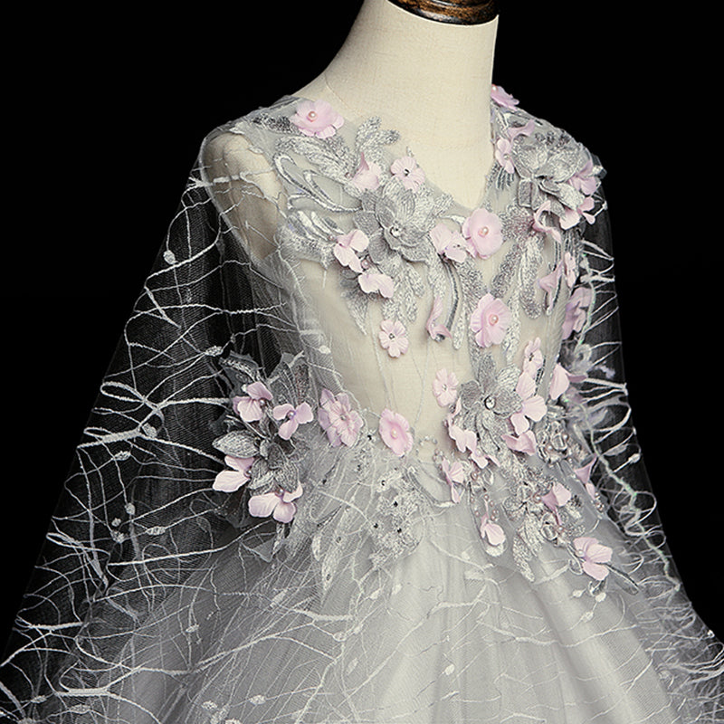 Flower Girl Dresses Girl Elegant Printed Embroidery Wedding Puffy Pageant Dresses