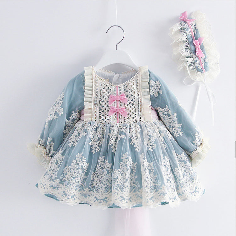 Toddler Prom Dress Little Girl Lolita Lace Floral Puff Communion Flower Girl Princess Dress