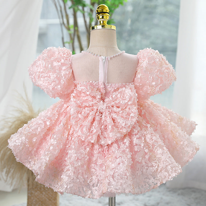 Baby Girls and Toddlers Summer Pink Petal Fluffy Birthday Party Princess Dress