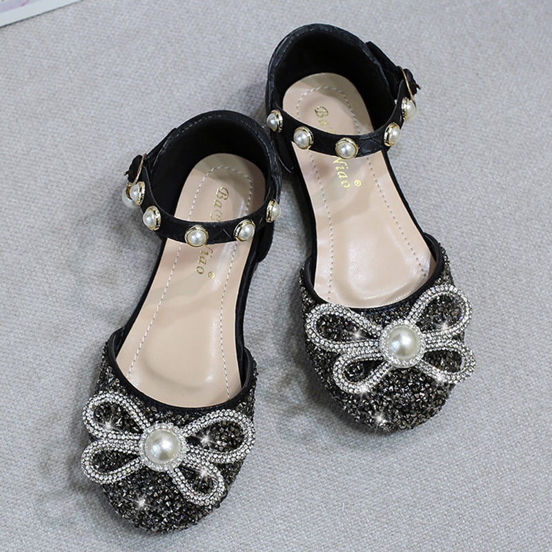 Girl Cute Bowknot Rhinestone Sequined Shoes