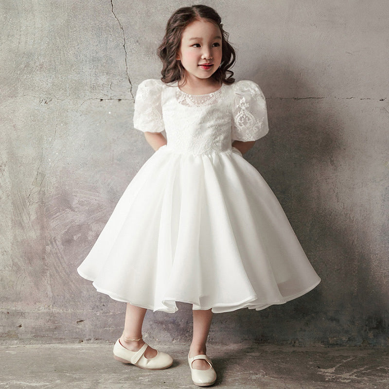 Baptism Dresses Baby Girl White Birthday Party Bow Puffy Princess Dress