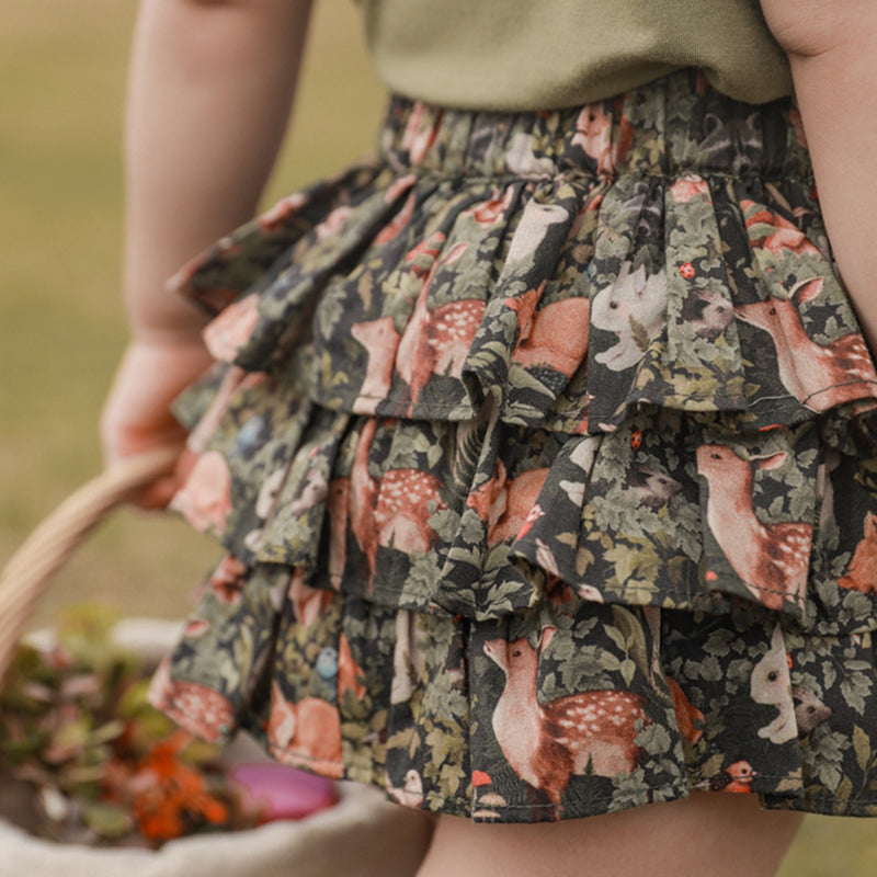 Summer Ruffled Floral Puffy Skirt