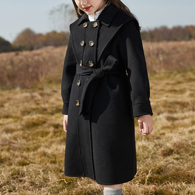 Elegant Kids Big Button Wool Coat