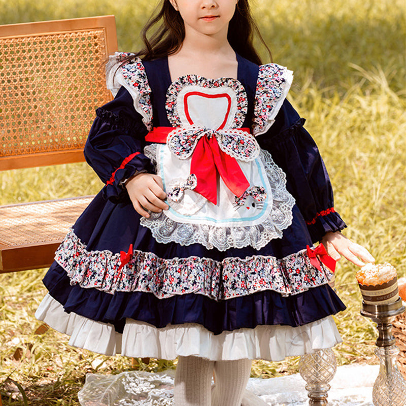 Baby Girl Dress Toddler Autumn Lolita Lace Long Sleeve Puffy Princess Dress, Dark blue / 2-3 Years (100cm) Baby Girl Dress Toddler Autumn Lolita Lace Long Sleeve Puffy Princess Dress, Dark blue / 2-3 Years (100cm)