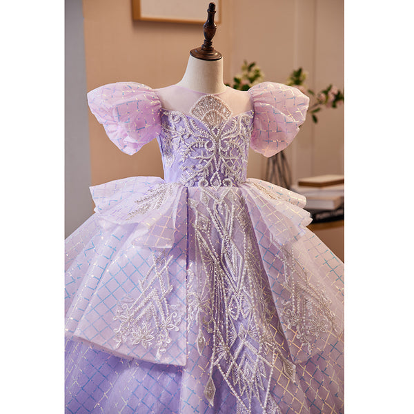 Girls Princess Birthday Party Trailing Fluffy Pageant Dress