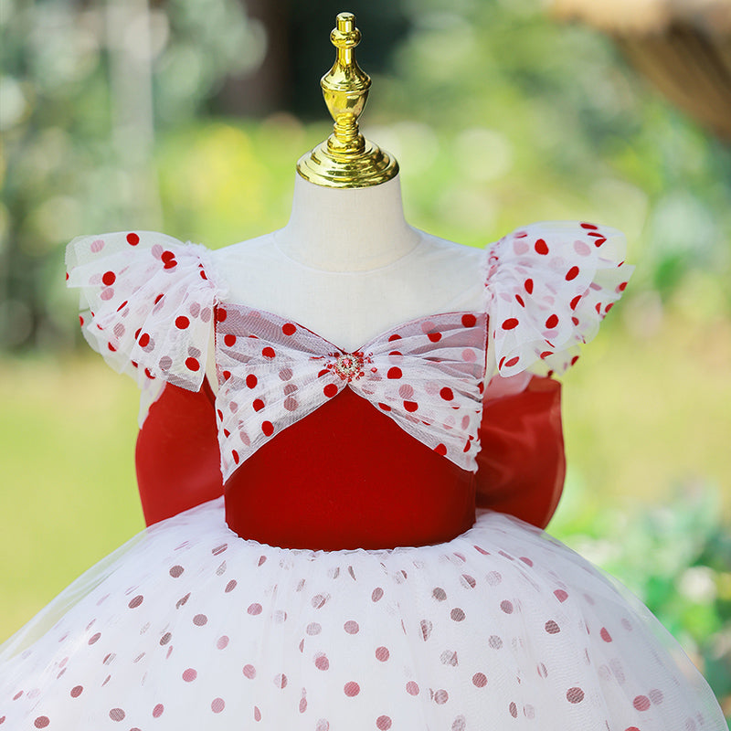 Baby Girl Dress Toddler Polka Dots Garden Wedding Communion Party Princess Dress