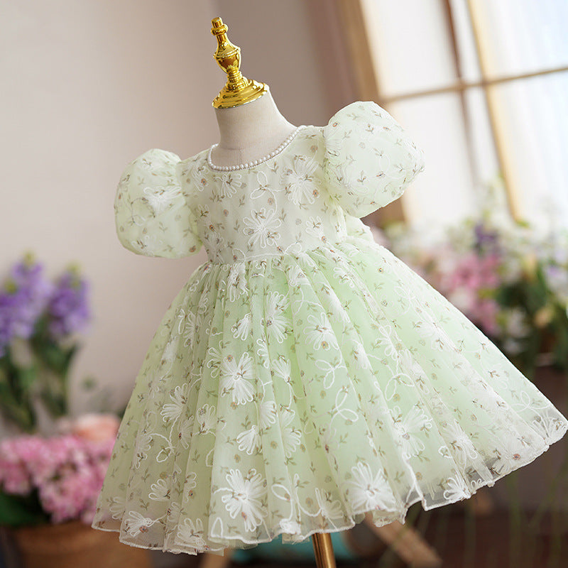 Baby Girl Easter Dress Girl Birthday Party Embroidery Puff Sleeves Princess Dress