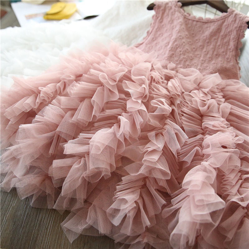 Girls Summer Birthday Party Dress Kids Lovely Lace Flower Girl Princess Dress