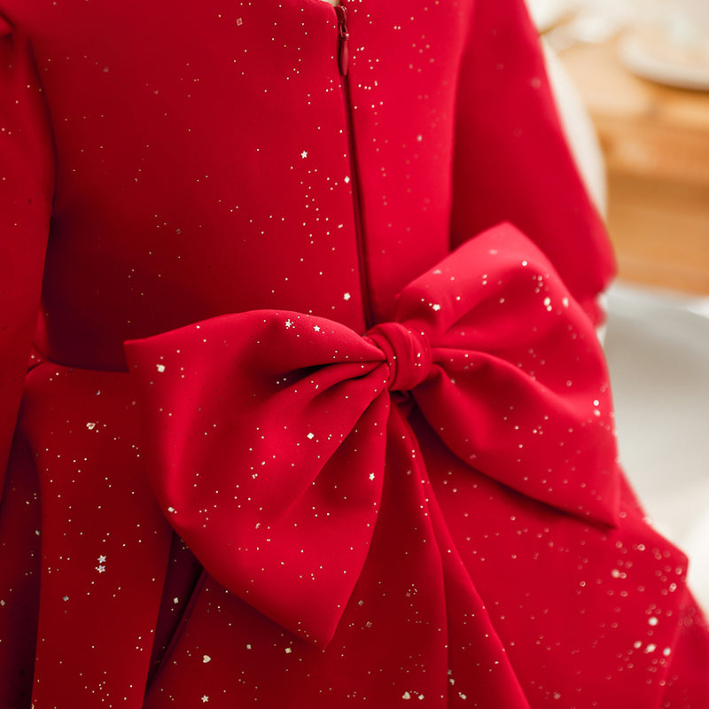 Girl Christmas Dress Baby Girl Winter Princess Dresses Toddler Long Sleeve Sequin Bow Birthday Party Dress