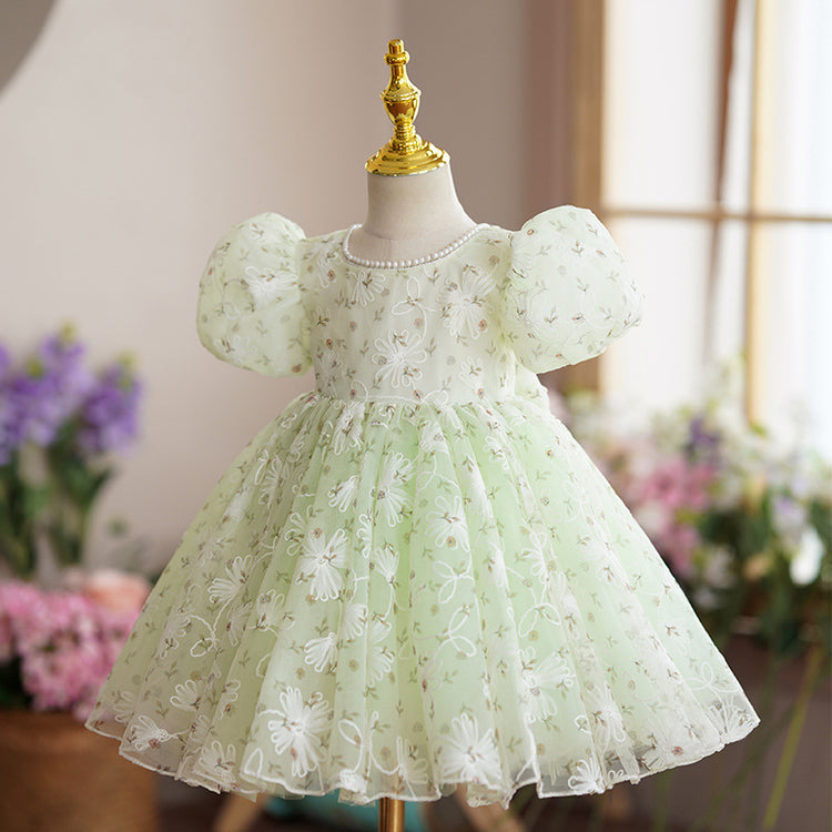 Baby Girl Easter Dress Girl Birthday Party Embroidery Puff Sleeves Princess Dress