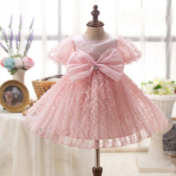 Flower Girl Dress Toddler Summer Lovely Lace Bow Fluffy Communion Party Princess Dress