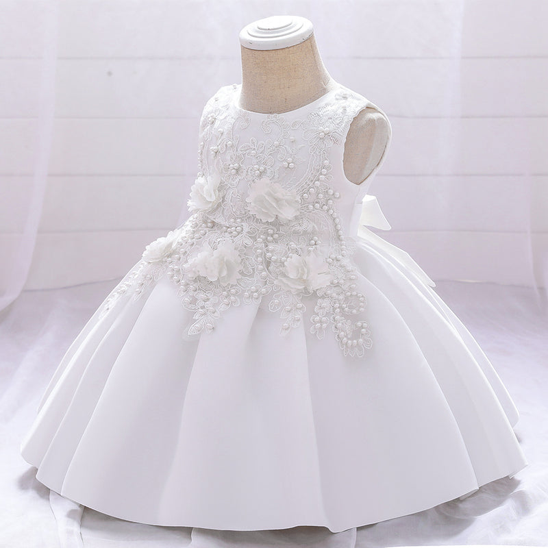 Baby Girl Birthday Party Dress Easter Dress Toddler Embroidered Texture Sleeveless Princess Dress