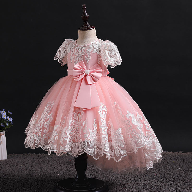 Girl Christmas Dress Baby Girl Pageant Princess Dresses Easter Dress Toddler Bow Tailing Embroidered  Puffy Prom Dress