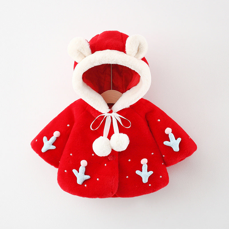 Winter Baby Girls Princess Fur Hoodie