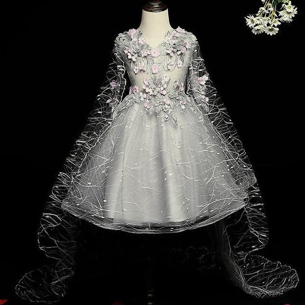 Flower Girl Dresses Girl Elegant Printed Embroidery Wedding Puffy Pageant Dresses