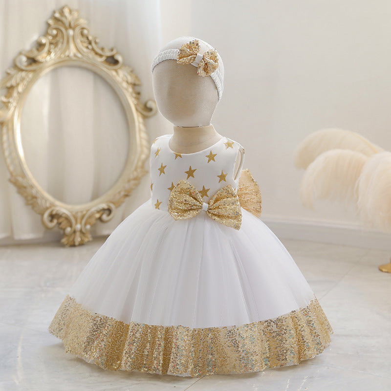 Flower Girl Dresses - Baby Girl Princess Dress Toddler Summer Sequin Bow Stars Birthday Party Pageant Dress, Blue / 3-4 Years (110cm) Flower Girl Dresses - Baby Girl Princess Dress Toddler Summer Sequin Bow Stars Birthday Party Pageant Dress, Blue / 3-4 Years (110cm)