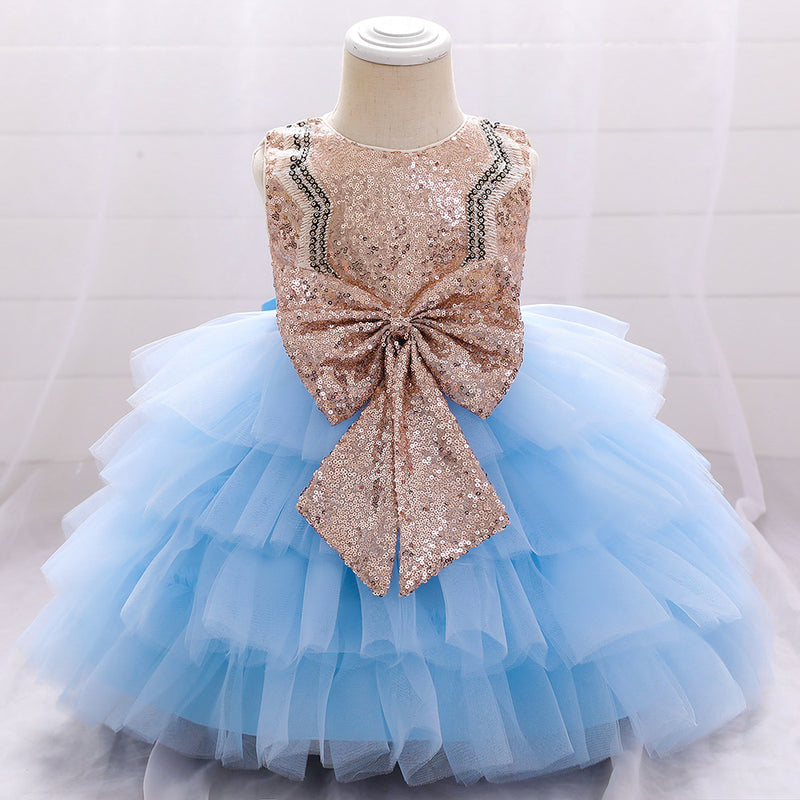 Baby Girl Birthday Party Dress Toddler Cute Bow Puffy Pageant Princess Dress