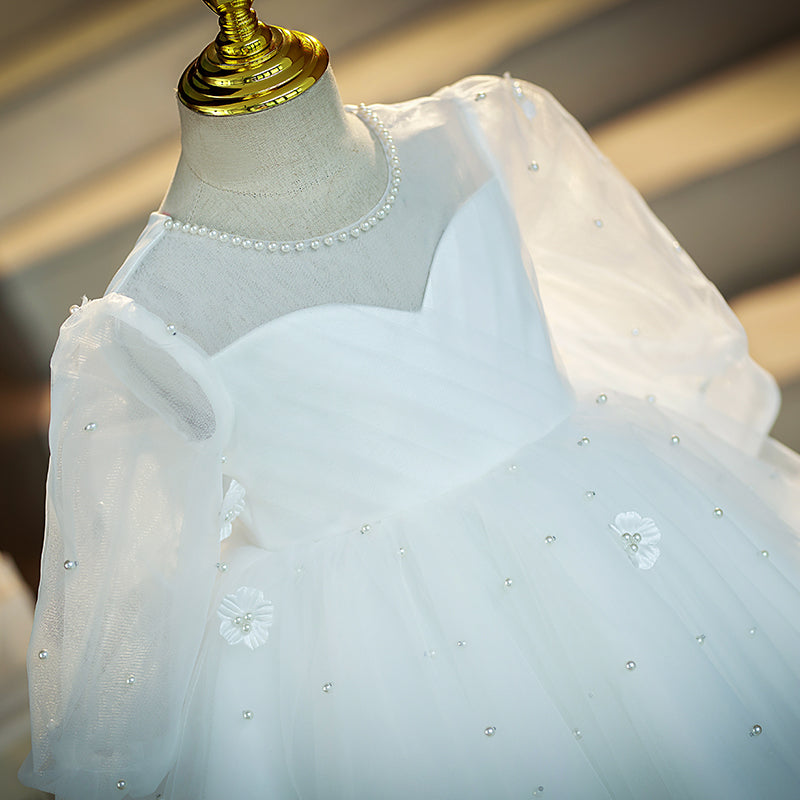 Baby Girl and Toddler White Puffy Christening Princess Dress