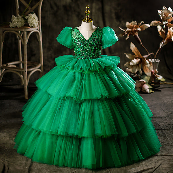 Little Girl Dress Girl Pageant Summer Elegant Green Puffy Princess Communion Dress, Green / 11-12 Years (160cm) Little Girl Dress Girl Pageant Summer Elegant Green Puffy Princess Communion Dress, Green / 11-12 Years (160cm)