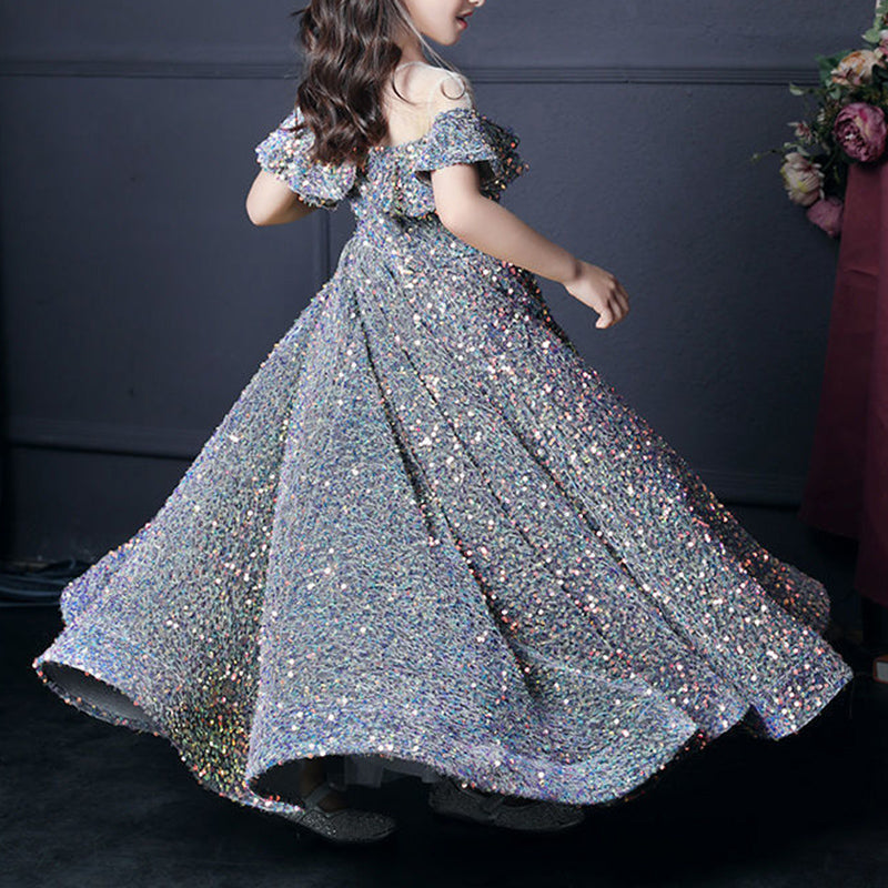Girl Pageant Dress Little Girl Summer Gorgeous Sequin Dinner Party Princess Dress