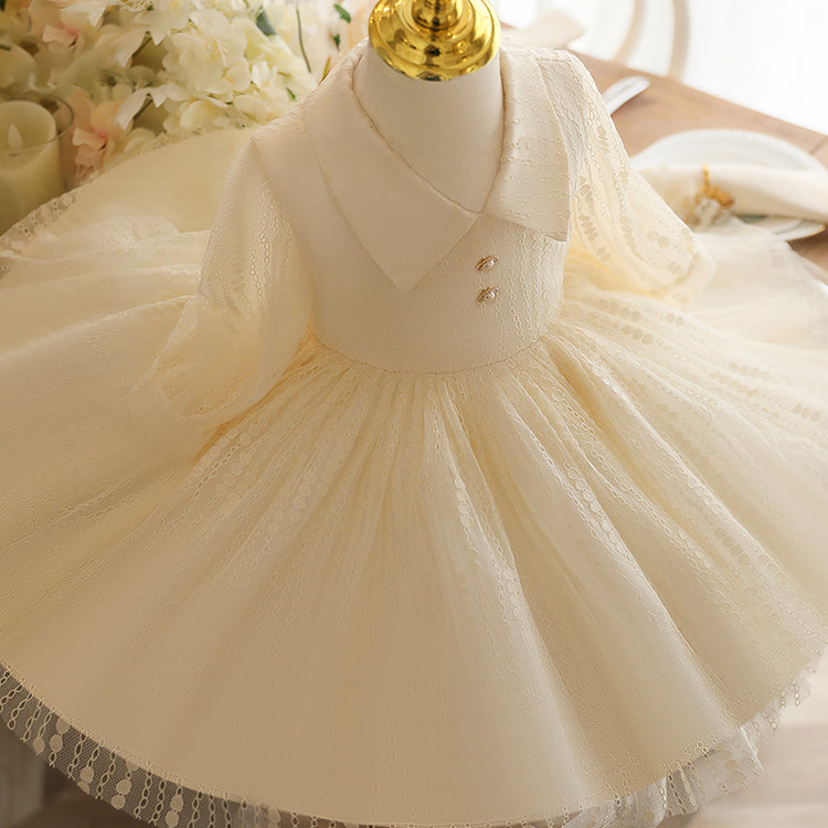 Toddler Ball Gowns Girl Elegant Doll Collar Baptism Princess Dress