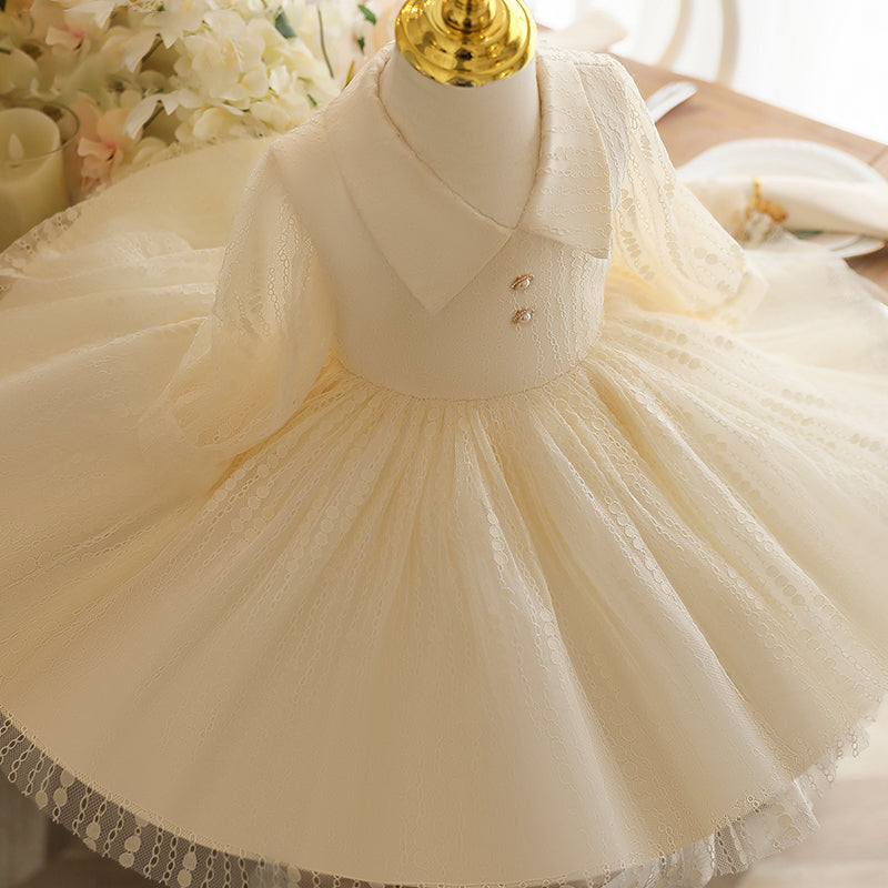 Toddler Ball Gowns Girl Elegant Doll Collar Baptism Princess Dress