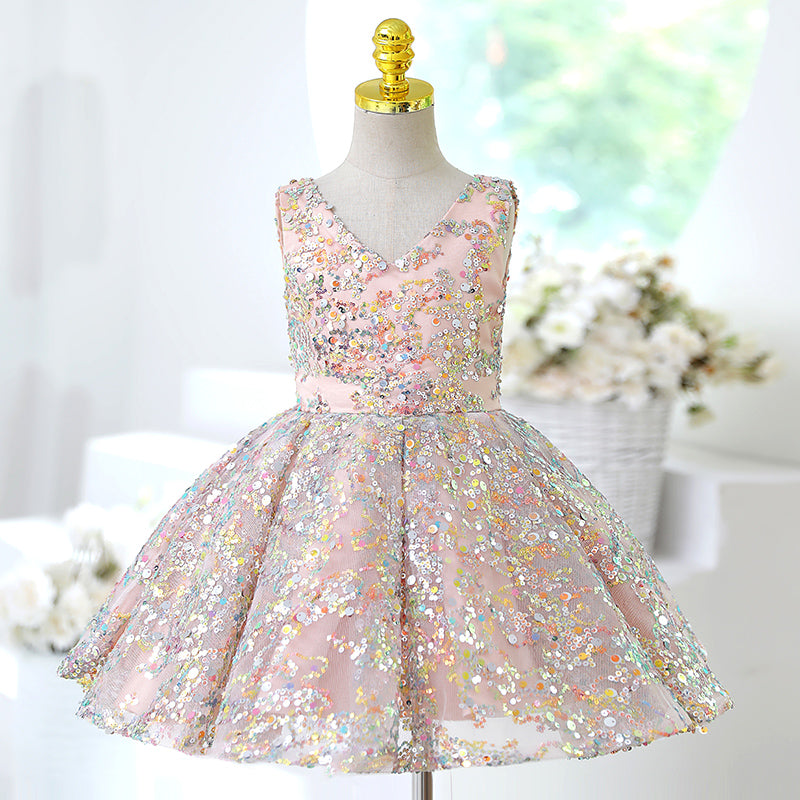 Cute Baby Girl Sequins Wedding Princess Dress