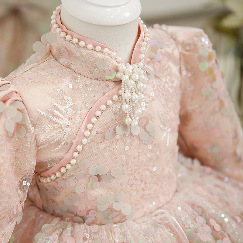 Children's Sequined Ball Gown Girls Birthday Bow Princess Dress main image 0