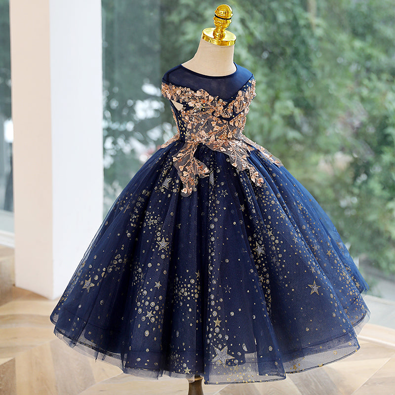 Baby Girl Summer Blue Lace Mesh Star Pageant Princess Party Dress Baby Girl Summer Blue Lace Mesh Star Pageant Princess Party Dress