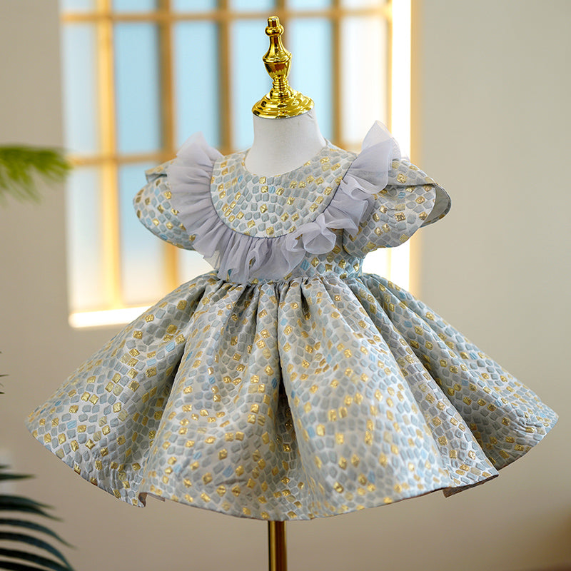 Flower Girl Dress Toddler Birthday Party Summer Puffy Round Neck Small Flying Sleeves Princess Dress