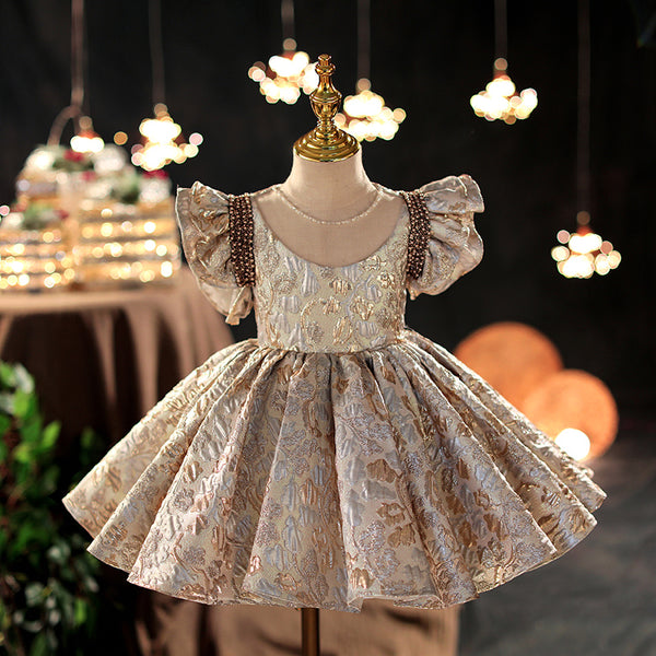 Girls Pageant Dresses Baby Girl Vintage Sequined Bow Puffy Cake Princess Dress