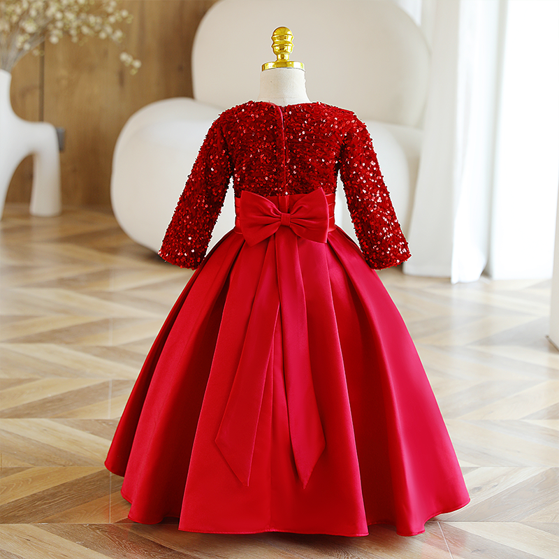 Elegant Girls Sequins Red Princess Dress