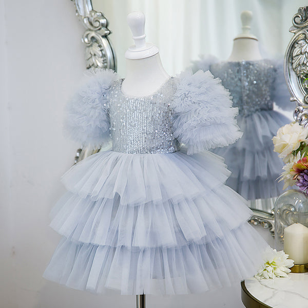 Girl Formal Dresses Baby Girl Sequin Fluffy Birthday Wedding Ball Gowns Princess Dress