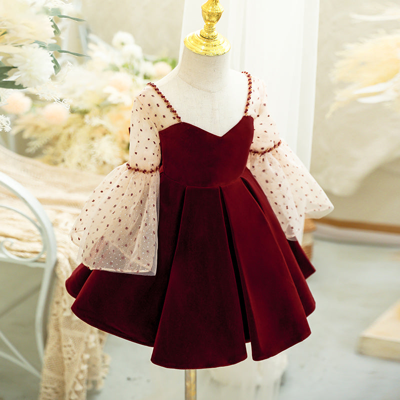 red velvet princess dress Velvet Red Christmas Princess Dress Elegant Holiday Outfit for Girls