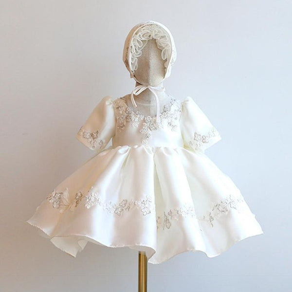 Baptism Dresses Baby Girl Summer White Embroidered Flower Puffy Formal Princess Dresses