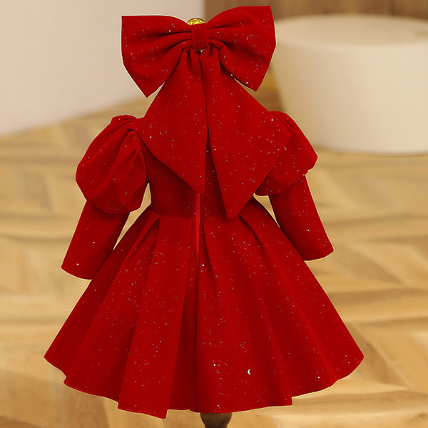 Girl Christmas Dress Baby Girl Red Butterfly Long Sleeve Princess Dress Toddler Christmas Dress Girl Formal Dresses