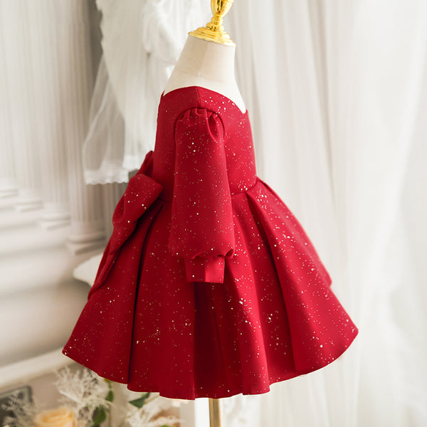 Girl Christmas Dress Baby Girl Winter Princess Dresses Toddler Long Sleeve Sequin Bow Birthday Party Dress