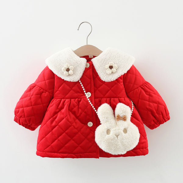 Baby Girl Plush Jacket Toddler Winter Warm Rabbit Coat