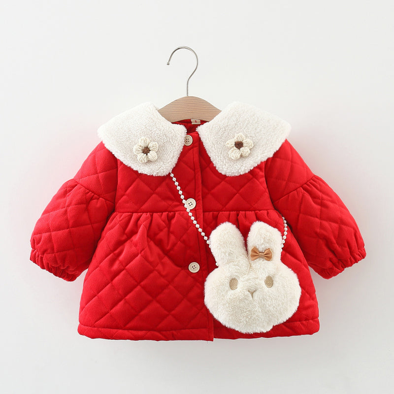 Baby Girl Plush Jacket Toddler Winter Warm Rabbit Coat