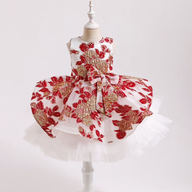 Bow Mesh Puff Princess Dress