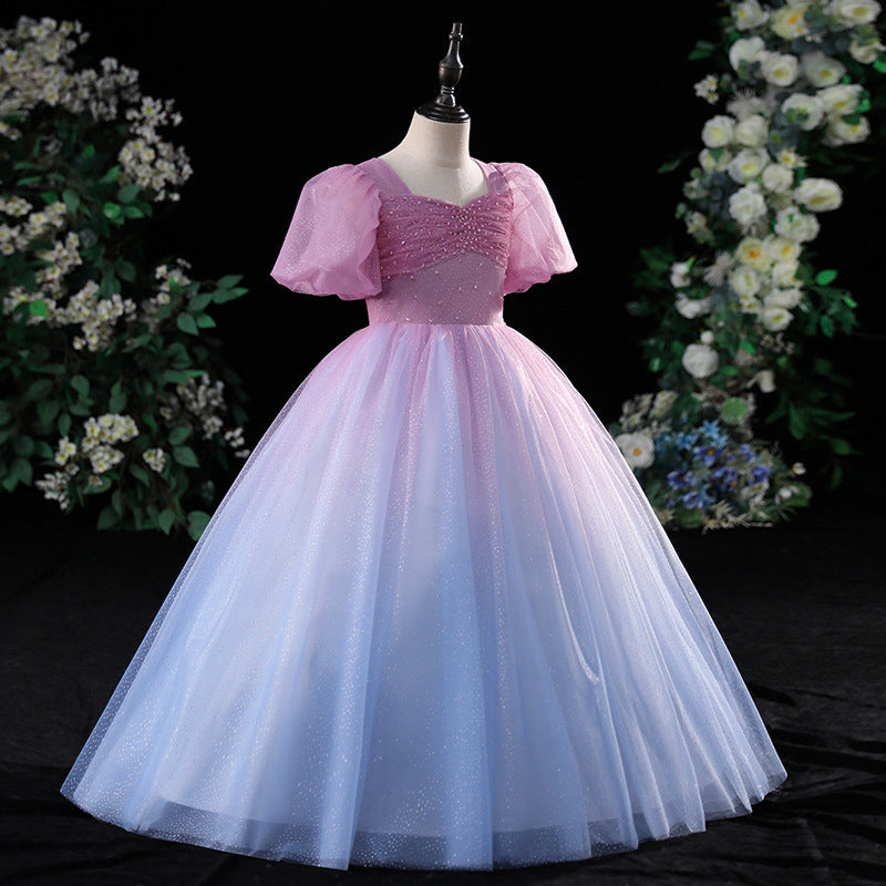 Little Girl Communion Dress Girl Gradient Rainbow Birthday Party Pageant Dress