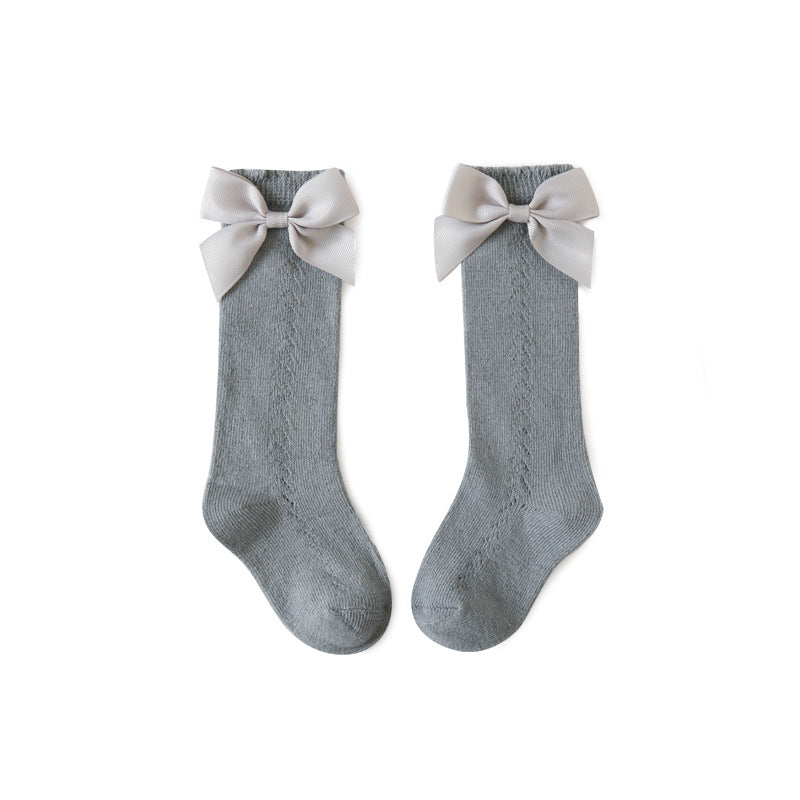 Girls Hollow Mesh Big Bow Socks