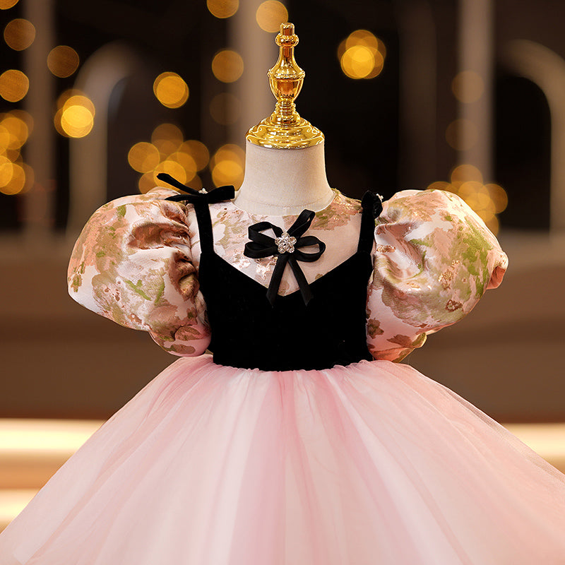 Elegant Cute Girl Printed Puffy Princess Dress