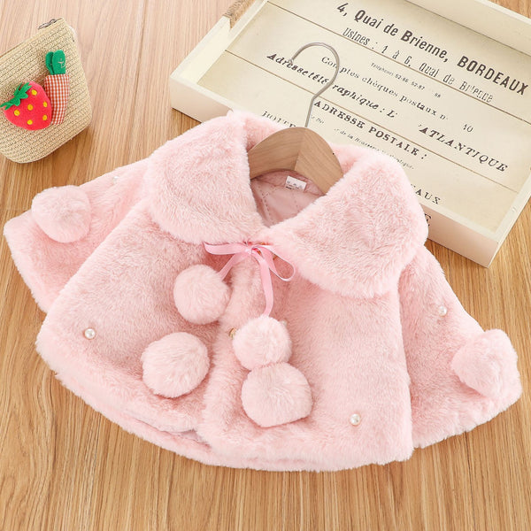 Cute Warm Baby Girls Princess Fur Cloak Coat